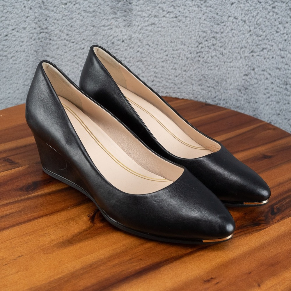 COLE HAAN Women's Black Grand Ambition Wedge Pumps Shoes SZ 9 B